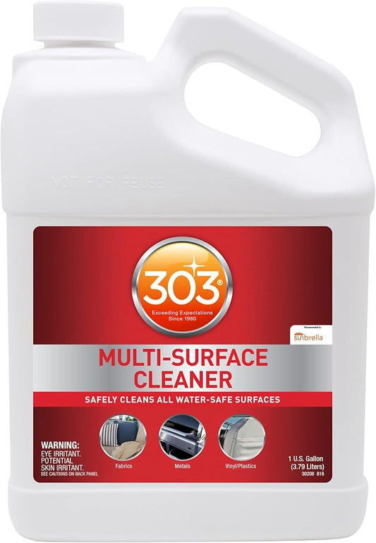 303 Products Multi-Surface Cleaner - Safely Cleans All Water Safe Surfaces, Including All Types of Fabric and Vinyl, Rinses Residue Free, Manufacturer Recommended, 1 Gallon (30570) | Removes dirt and stains from water-safe surfaces with a residue-free ...