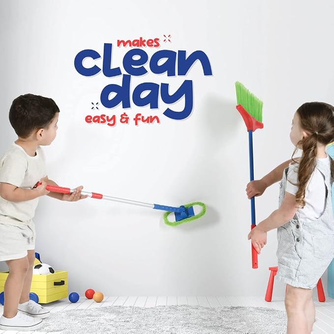 Play22 Kids Cleaning Set 4 Piece - Toy Cleaning Set Includes Broom, Mop, Brush, Dust Pan - Toy Kitchen Toddler Set is A Great Toy Gift for Boys & Girls