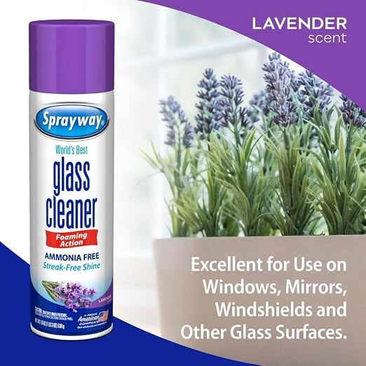 Sprayway, Glass Cleaner, Ammonia Free Lavender Scent 19 Ounce