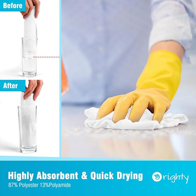 Orighty Microfiber Cleaning Cloth, 800 Pack Highly Absorbent Cleaning Rags, Household Cleaning Supplies, Reusable Microfiber Towels Lint Free Cloths for House, Kitchen, Car Care, 12x11 inch, White