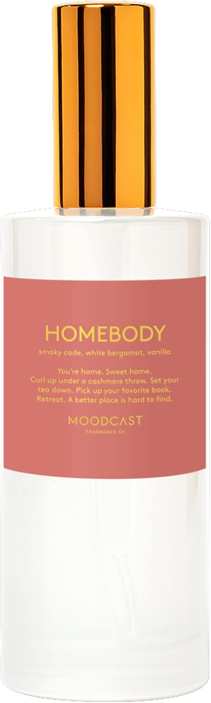 Moodcast Homebody Luxury Room and Linen Spray - Air Freshener & Room Spray for Bedding, Fabric & Home - Vanilla, White Bergamot & Smoky Cade, Clean Fragrance, Paraben Free, Sulfate Free - 3.4oz