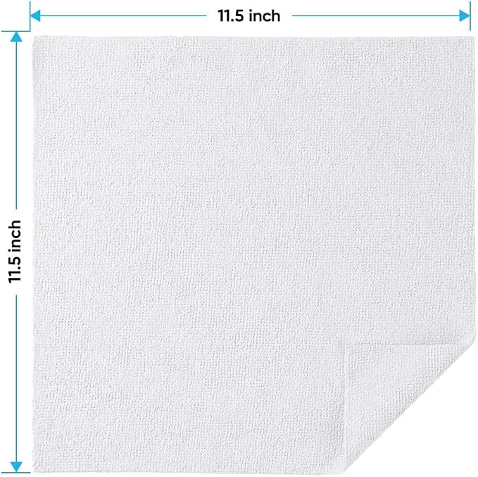 HOMEXCEL White Microfiber Cleaning Cloths, 10 Pack Microfiber Towels for Cars, Lint & Scratch-Free Cleaning Rags for House, Kitchen and Car 11.5 x 11.5 inch