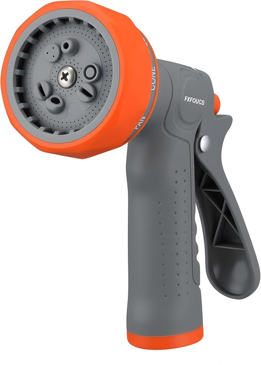 Garden Hose Nozzle Sprayer - 9 Spray Patterns, On Off Valve Heavy Duty Hose Sprayer Nozzle for Watering Plants & Lawns, Washing Cars & Pets - Outdoor Water Hose Nozzle Head Attachment