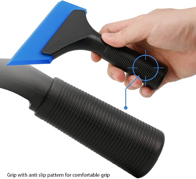 FOSHIO Small Squeegee with 5 Inch Dark Blue Rubber Blade Mini Wiper Window Tinting Tools for Mirror Glass Window Cleaner with Non-Slip Handle