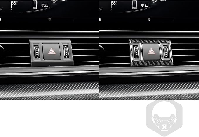 Real Carbon Fiber Trim for Audi 80A Q5 Accessories | for SQ5 2018-2025 Dash Warning Light Button Panel Frame Cover Sticker Interior Thick Overlay Decal