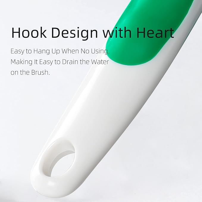 2-Pack Scrub Brush for Cleaning with Long Handle, White&Green | Medium Firm Bathroom Cleaning Supplies, Bathtub and Shower Cleaner Brush, Multi-Scene Use for Kitchen or Carpet Cleaning