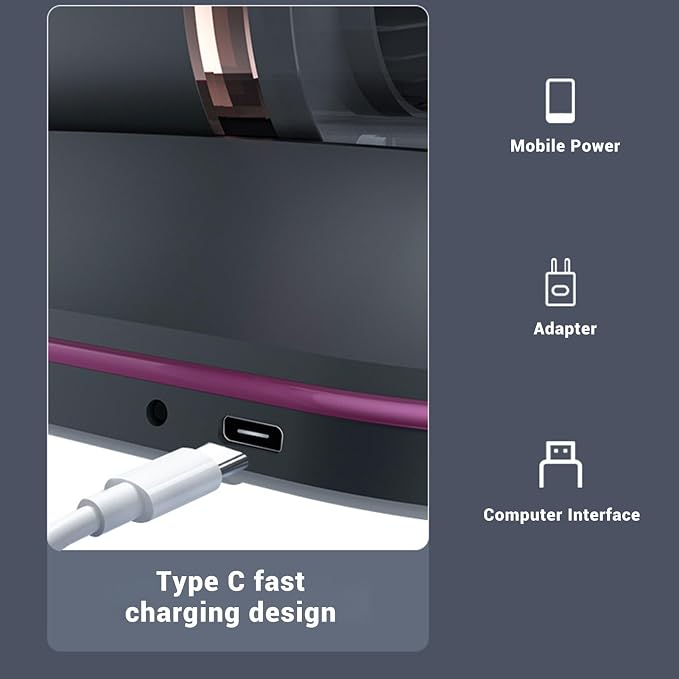 Ymiko Mattress Vacuum Cleaner, Handheld, Purple, 2 Speeds, HEPA Filter, Dual Pulsating Pads, 185ml Dust Cup, Cordless, Portable, For Mattress, Sofa, Bed, Pillow, Carpet