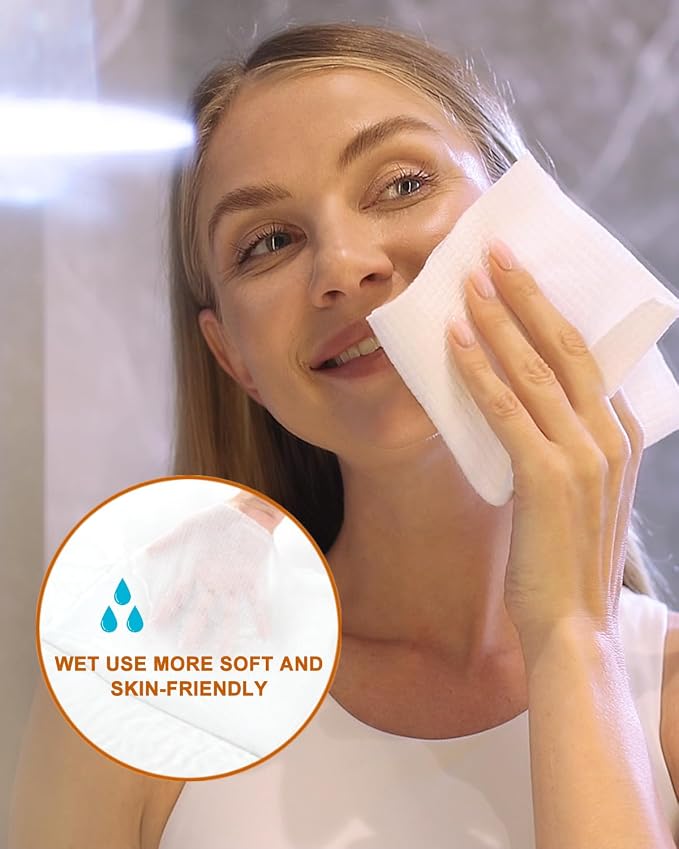LUXU Face Towels,Ultra‑Soft Facial Towels,Extra Thick Disposable Face Towel | Thick Face Cloths for All Skin Types,Face Towels Disposable,Dry Wipes for Skincare,Makeup Remover and Cleansing-150 Count