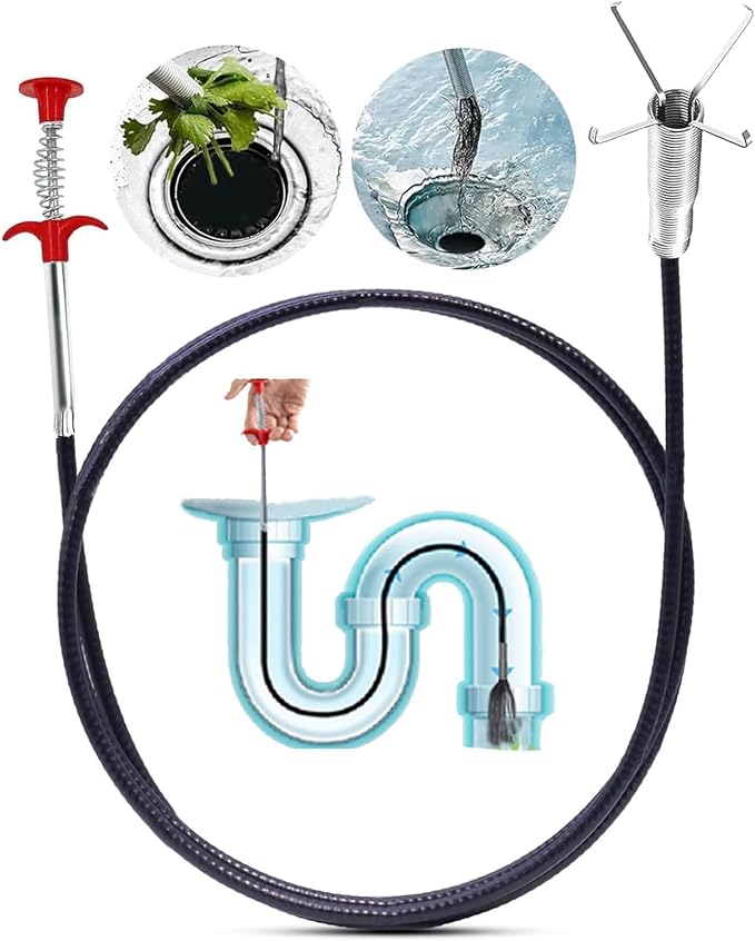 76 inch Drain Snake Flexible Grabber Claw – Toilet Snake Drain Claw for Clog Remover & Pick Up Small Items