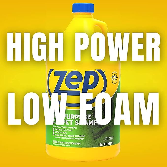 Zep All-Purpose Carpet Shampoo Concentrate Cleaner - 1 Gallon - ZUCEC128 - Professional Formula Removes Dirt and Stains (Pack of 2)