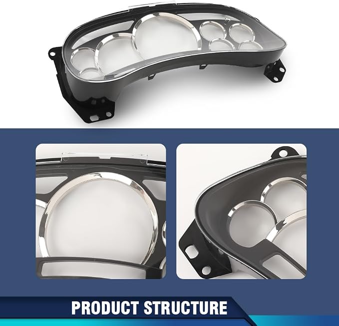 PIT66 Instrument Gauge Cluster Lens Cover Chrome Rings Compatible with Chevy Silverado Avalanche Tahoe GMC Sierra Yukon Suburban 2003-2006 12240394 Dash Bezel Trim