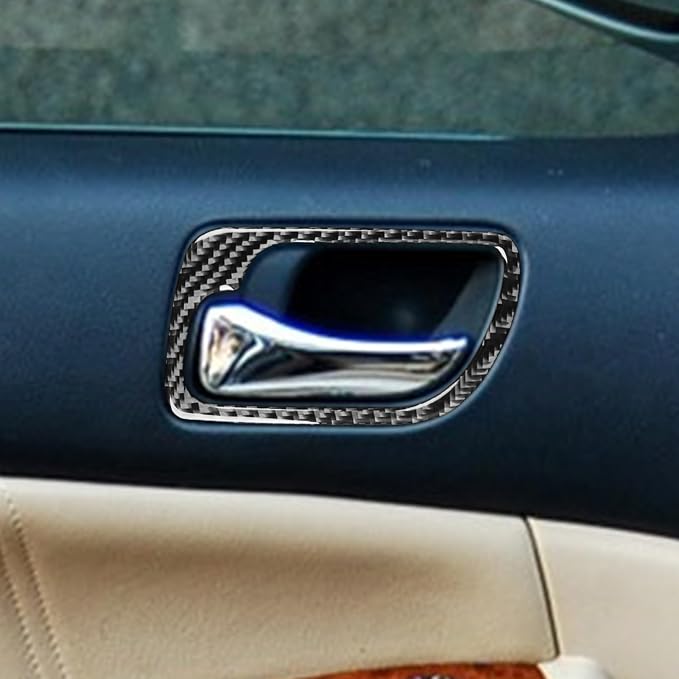 Real Carbon Fiber Trim for Honda Accord Accessories | for 2003 2004 2005 2006 2007，Door Inner Handle Panel Frame Cover，Interior Dash Panel，Thick Overlay Sticker Decal
