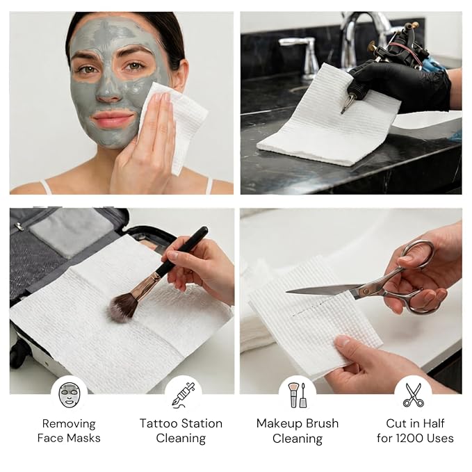 ForPro Travel Size Disposable Face Towels, 8"x8" Compact Dry Wipes Bulk Pack, Ultra Soft Lint-Free Viscose Makeup Remover Pads for Sensitive Skin, Biodegradable, Vegan, 600-Count