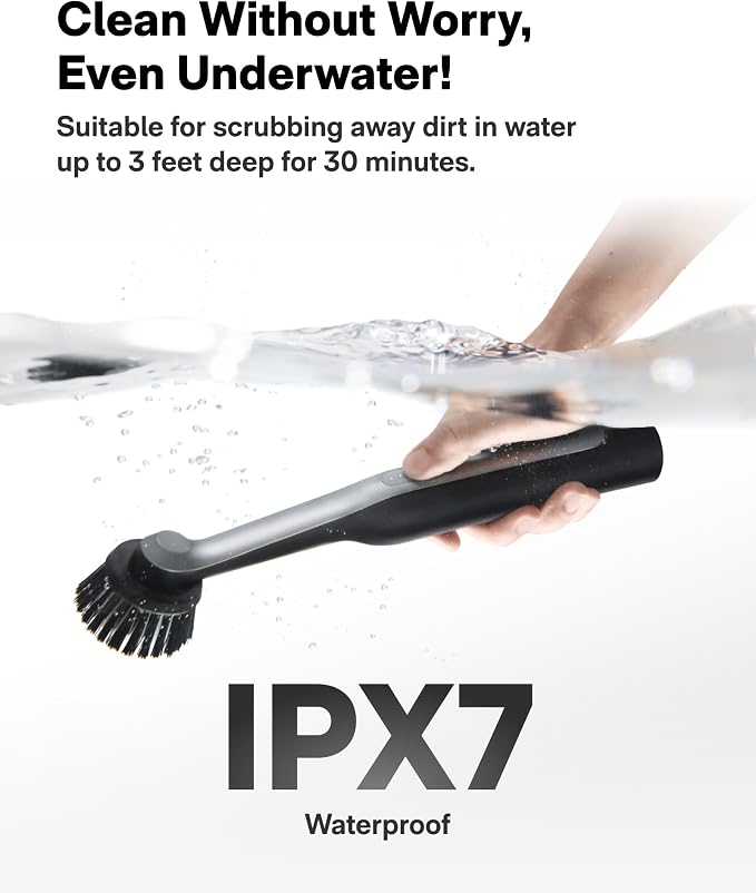 HOTO Wand™ Cordless Spin Scrubber, Electric Grout Cleaning Brush, IPX7 Full Body Waterproof Bathroom Scrubber, 12 Brush Heads Power Scrubber for Grout, Tiles, Corners, Crevices