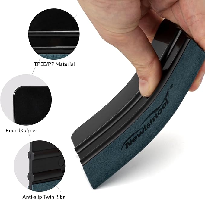 NEWISHTOOL 3 Pcs Vinyl Wrap Squeegee Different Size Felt Squeegee for Vinyl | Suede Felt Edge Squeegee Sign Making Wrap Tool for Wallpaper Smoothing, Car PPF Vinyl Wrap Window Tint Application