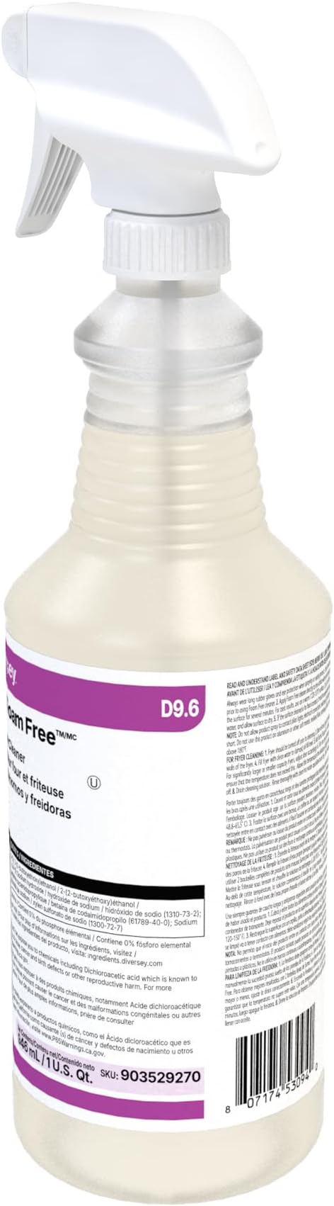 Diversey 903529270 Suma Foam Free Liquid Oven & Fryer Cleaner, Degreaser for Oven, Grill & Range Hood, Ready-to-Use Spray, 32-Ounce