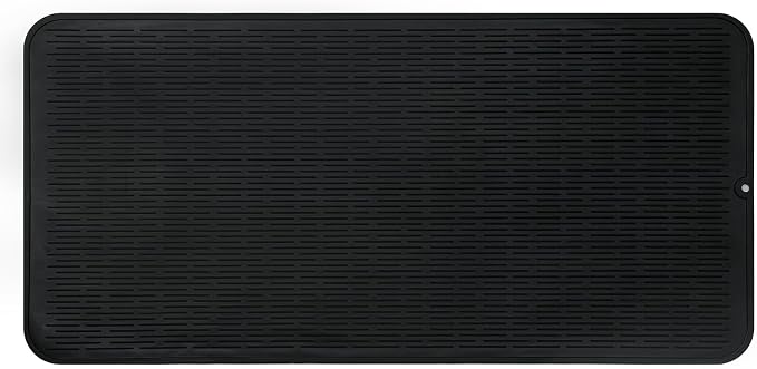MicoYang Silicone Dish Drying Mat for Multiple Usage,Easy clean,Eco-friendly,Heat-resistant Silicone Mat for Kitchen Counter or Sink,Refrigerator or Drawer Liner Black 5XL 36inches x 18inches