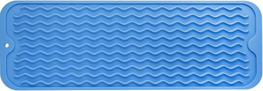 MicoYang Silicone Dish Drying Mat for Multiple Usage,Easy clean,Eco-friendly,Heat-resistant Silicone Mat for Kitchen Counter,Sink,Bar,Bottle,or Cup Lichen Blue M 17 inches x 6 inches