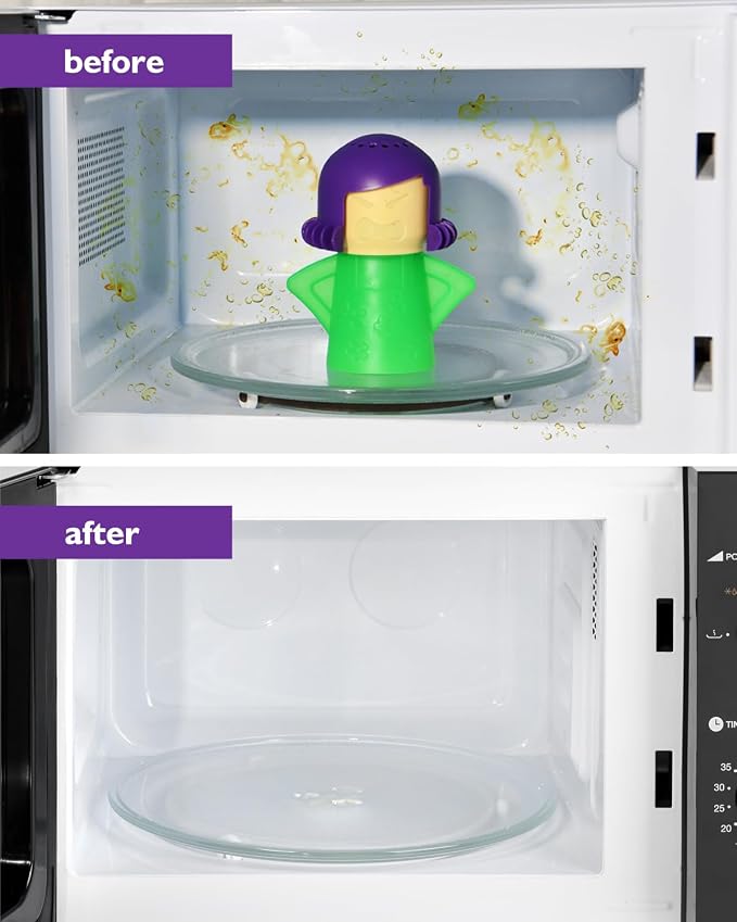 Angry Mama Microwave Cleaner - Microwave Steam Cleaner for Inside, Steam Disinfects with Vinegar/Water(Green)