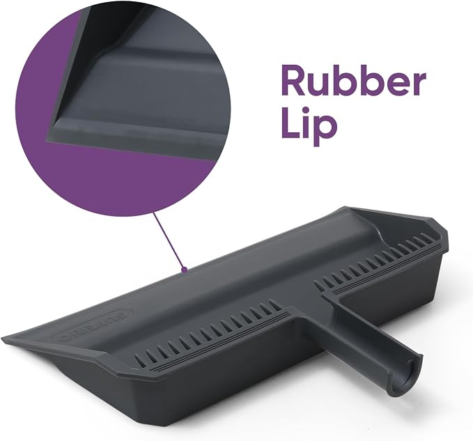 Superio 2-Pack Wide Plastic Dustpan with Comb - 16" Wide, Rubber Lip, Broom Handle Clip, Grey