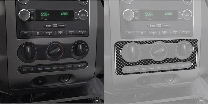 Center Console A/C Stickers Fit for Ford Expedition 2007-2014 Type-B | Real Soft Carbon Fiber | Trim Center Console A/C Control Cover | Accessories | Thick Overlay | Anti-scratch