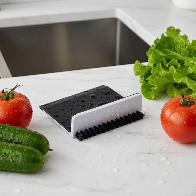 Black Kitchen Sink Squeegee Cleaner Countertop Brush Wiper Vegetable Cleaning Brush Wiper Home Kitchen Tool Accessories Fruit and Vegetable Cleaning Brushes