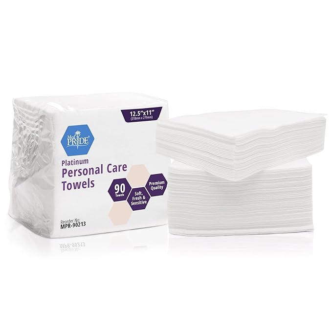 MED PRIDE Disposable Personal Care Towels, 12.5 x 11in,90 Count,Soft Cloths