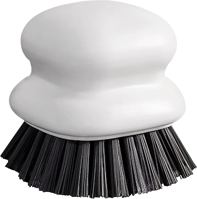 Dish Brush with Handle, Kitchen Scrub Brushes for Cleaning, Dish Scrubber with Nylon bristles for Sink, Pots, Pans (1Pack White Nylon bristles)