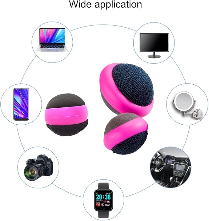 3 Pack Dual Action Touch Screen Glass Cleaner Cleaning Ball for iPad/Tablet/Smart Phone/Laptop/Computer/TV/Monitor Rose Red