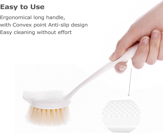 Facjoleco Dish Brush with Handle, Pot Brush, 2 Pack Kitchen Scrub Brushes for Cleaning, Dish Scrubber with Soft Bristles for Sink, Pots, Pans