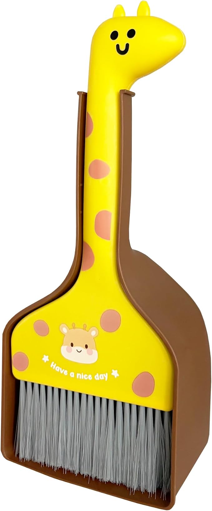 Mini Broom and Dustpan Set Cartoon Small Broom with Dustpan Combo Set Cute Cleaning Kit for Home Office Floor (Brown)