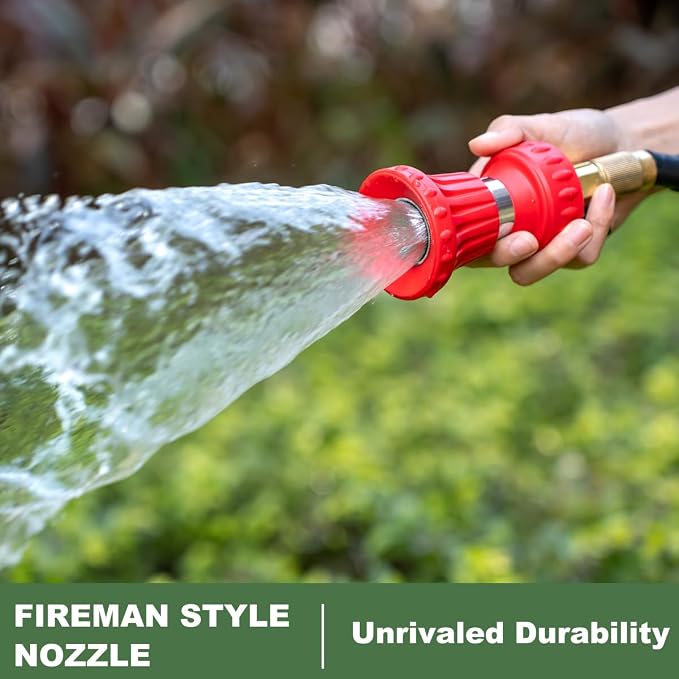 FANHAO Fireman Style Garden Hose Nozzle, High Pressure Adjustable Sprayer | Rustproof Metal, Step-less Spray Adjust, Ergonomic Anti-Slip Soft Grip Fire Hose Sprayer Nozzle for Garden, Patio, Car & Pet