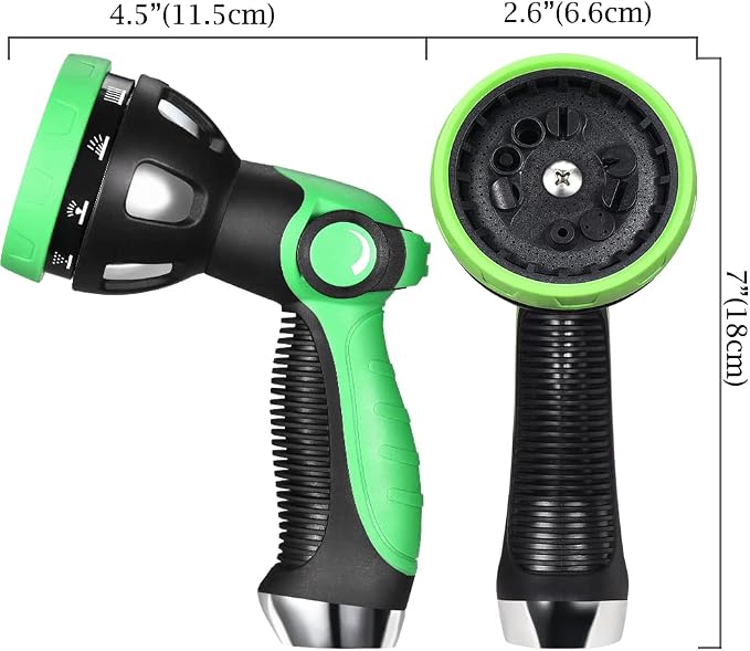 Garden Hose Nozzle - 10 Adjustable Patterns Metal High Pressure Hose Nozzle, Garden Hose Spray Nozzle with Thumb Control Design, Hose Sprayer for Garden & Lawns Watering, Cleaning, Pets & Car Washing