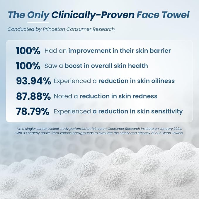 Clean Skin Club Clean Towels XL® Supreme, 100% USDA Biobased Face Towel, Disposable Face Towelette, Eczema Association Accepted, Thicker Textured Dry Wipes, Ultra Absorbent & Soft, 1 Pack, 50 Ct