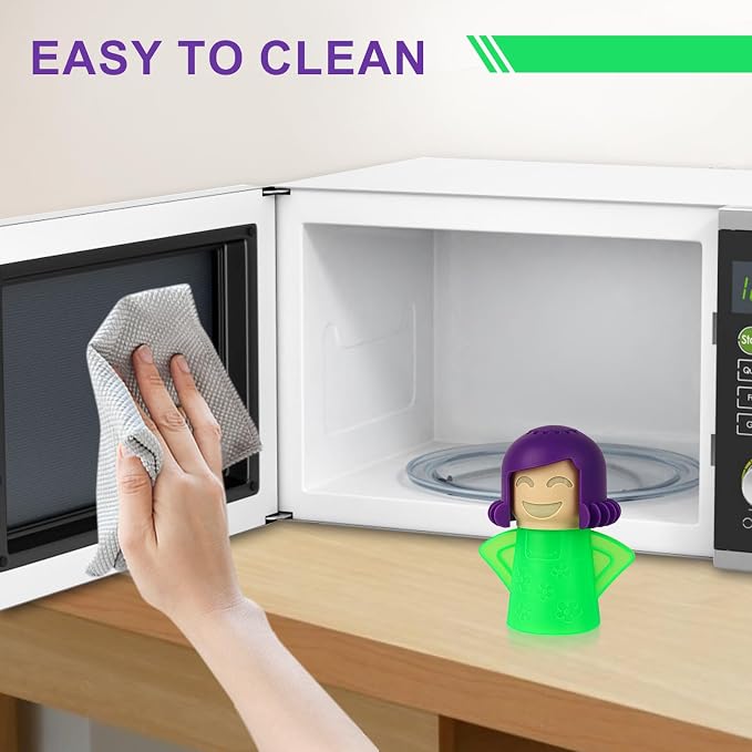 Asltw Angry Mama Microwave Steam Cleaner for Microwave Oven Cleaning, Vinegar Steam Deodorizer Kitchen Cleaning Tool, Reusable BPA Free Steam Cleaning Gadget for Fast Odor & Stain Removal (Green)