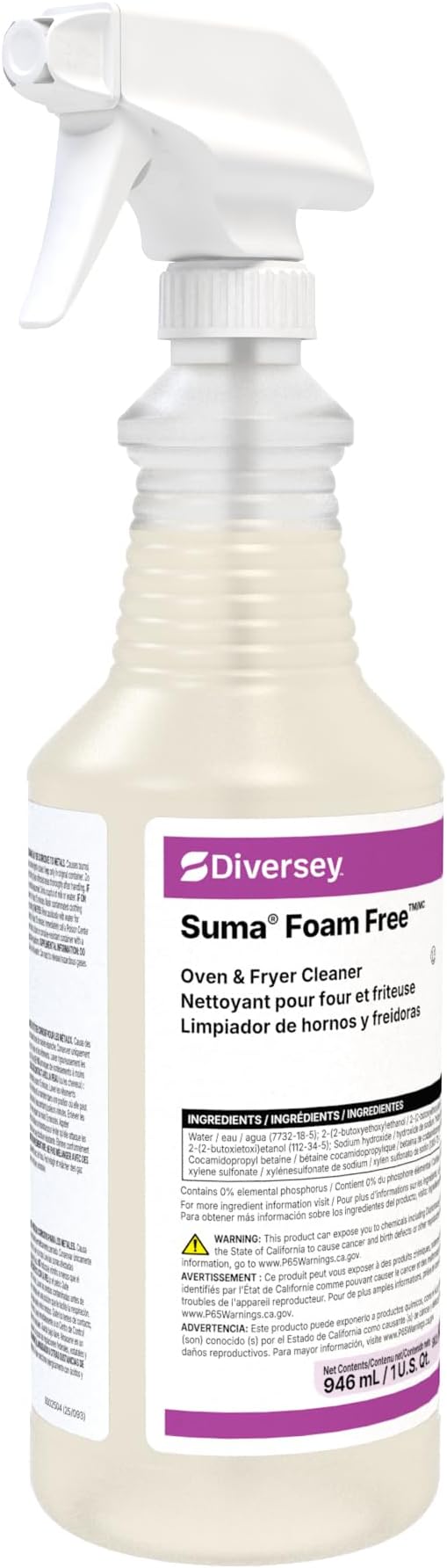 Diversey 903529270 Suma Foam Free Liquid Oven & Fryer Cleaner, Degreaser for Oven, Grill & Range Hood, Ready-to-Use Spray, 32-Ounce