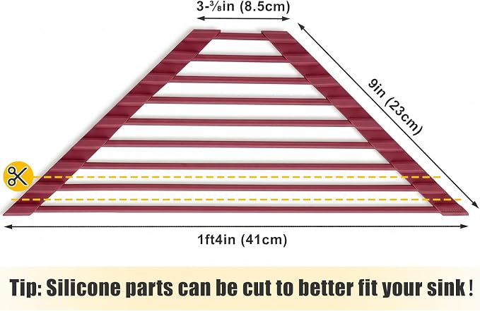 Tomorotec Small Triangle Roll-Up Dish Drying Rack with Silicone Coating Stainless Steel Frame for Sink Corners, Multipurpose Over-The-Sink Kitchen Drainer & Organizer for Space-Saving Storage-Wine red
