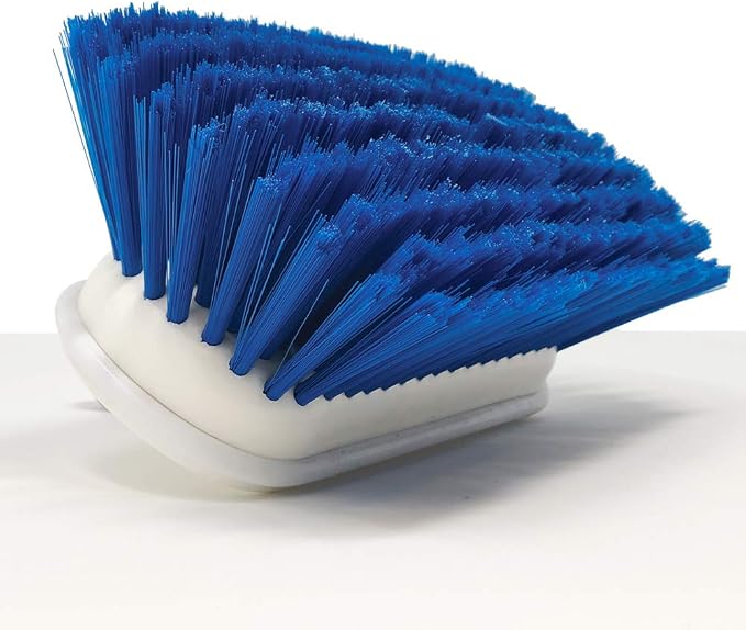 Medium Boat Deck Brush, Heavy-Duty Marine Brush Head, 8" Bristle with Bumper, 3/4" Thread Handle, for RV, Truck, and Auto Cleaning