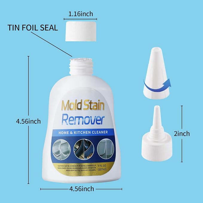 Home Stain Cleaner, 7 fl oz Mold Stain Cleaner Gel for Washing Machine, Home Stain Cleaning Gel for Fridge, Tile, Grout, Sink, Shower, Caulk, and Front Loader Seal