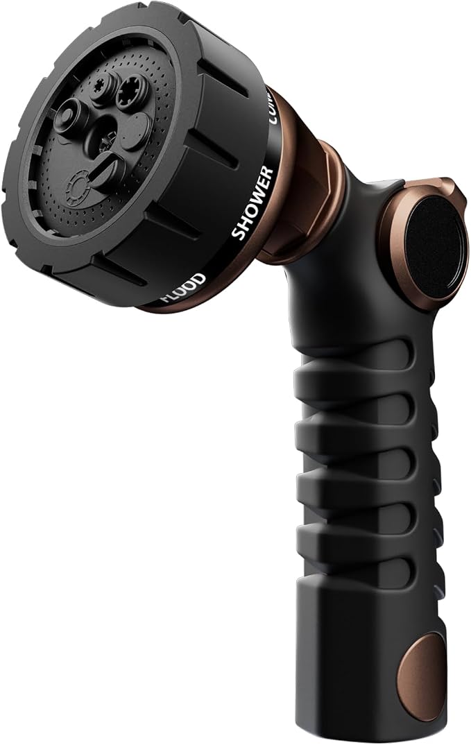 RESTMO Heavy Duty Hose Nozzle, Metal Garden Water Hose Sprayer | 7 Watering Patterns, Easy Thumb Control, On Off Valve, leak proof Nozzle Sprayer for Watering Plants, Washing Car & Pet
