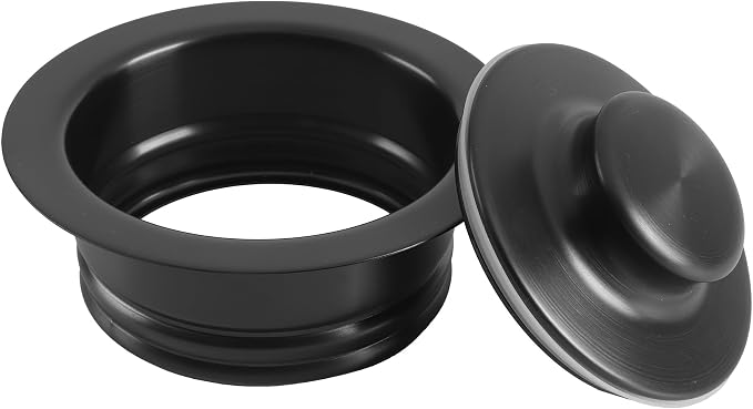LQS Kitchen Sink Garbage Disposal Flange and Sink Stopper, fit 3-1/2 Inch Standard Sink Drain Hole Color Black