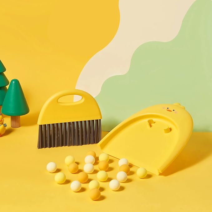 Small Broom and Dustpan Set,1pc Dust Pan and Brush Set,SUP Cute Little Yellow Duck Hand Mini Broom and Dustpan Set,Small dust pan Mini for Tabletop Debris,Keyboards&Clean Pet Cages (Duck)