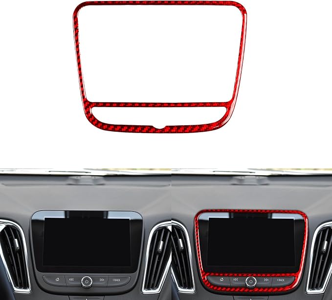 Real Carbon Fiber Trim for Chevy Malibu 9th Gen Accessories | for 2016-2024 Navigation Screen Panel Frame Sticker Interior Thick Overlay Decal