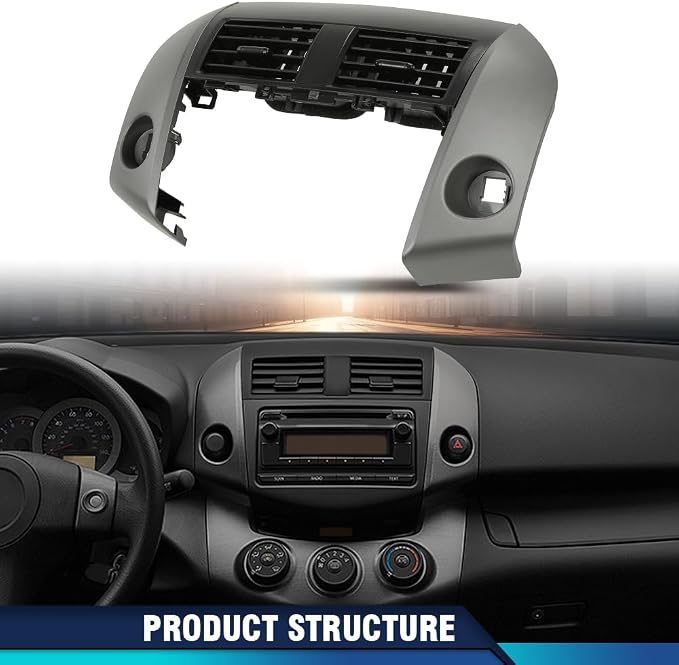 PIT66 Center Dash Air Vent Bezel Black Fit Toyota Rav4 2006-2012 | Center Dashboard A/C Heater Air Vent Cover Trim, 55670-42060-B0, Direct Replacement Dash Vent Bezel Fit Toyota Rav4 2006-2012