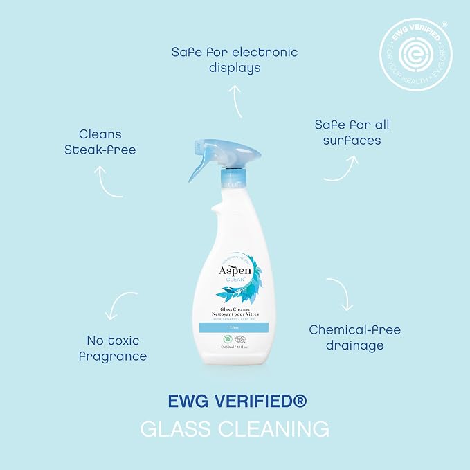 AspenClean | Glass Spray Cleaner | Streak-Free Window & Mirror Cleaner | Multi-Surface Cleaner| Non - Toxic | 100% Natural | EWG Verified | Pack of 2