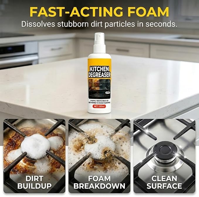 BBQ Grill Cleaner Spray, Heavy Duty Kitchen Degreaser Spray for Grill, Oven, Stove, Multi-Surface Grease Removal Spray for Home & Outdoor Cooking (2)