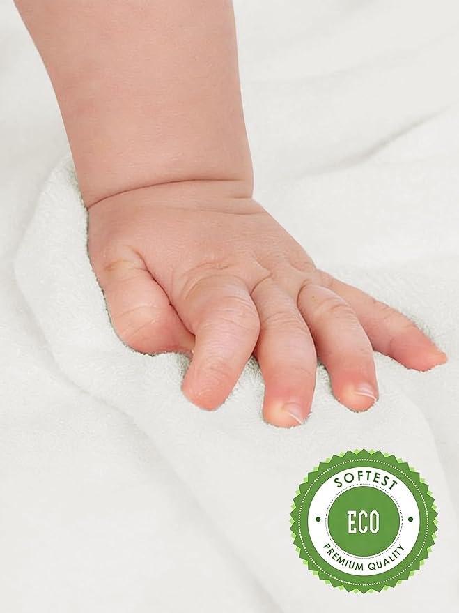 HIPHOP PANDA Baby Washcloths, Rayon Made from Bamboo - 2 Layer Ultra Soft Absorbent Newborn Bath Face Towel - Reusable Baby Wipes for Delicate Skin - Ivory, 6 Pack
