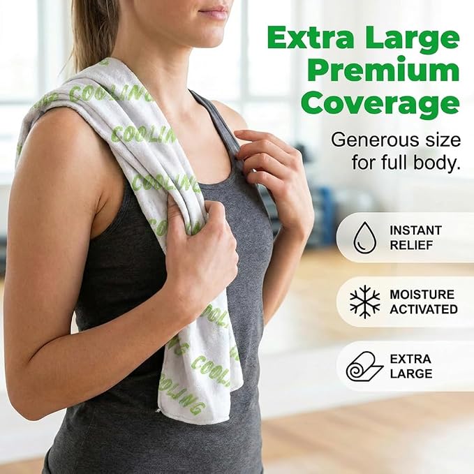 Disposable Cooling Wipes Instant Ice Towel (Pink, 20PCS) | Extra Large Size, Individually Wrapped, Moisture Activated, Hiking & Camping, Gym & Sports