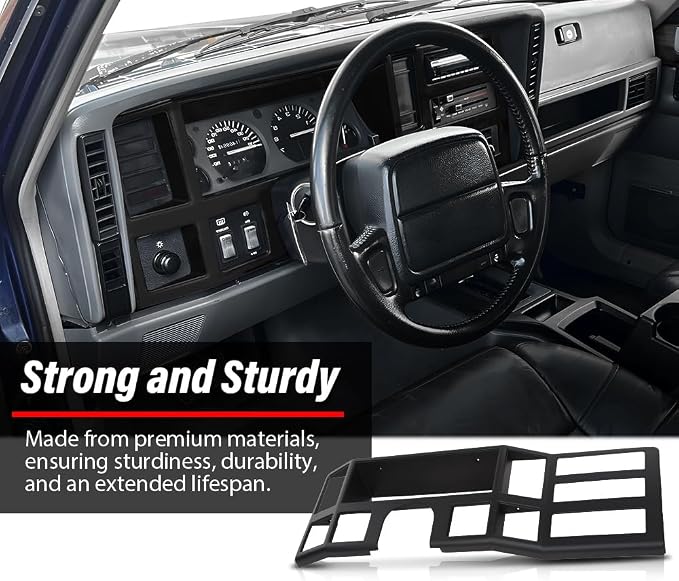 DOTCOM Dash Bezel Panel Surround Trim Compatible with 1984-1996 Jeep Cherokee XJ Black Dashboard