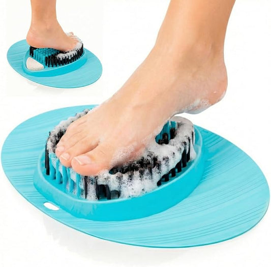 Vive Foot Scrubber for Shower Floor - Feet Cleaner for Dead Skin with Pumice Stone - Massager and Brush Exfoliating - Callus Remover, Improve Circulation and Relieves Pain - Nonslip Suction Cups